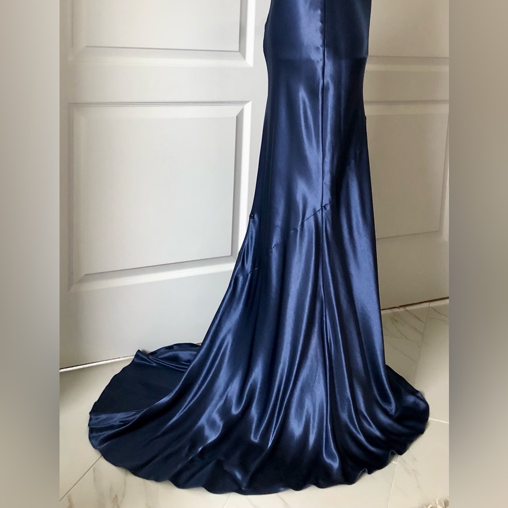 Nieman Marcus ABS Allen Schwartz EXC Y2K/20s 30s Sapphire bias cut gown Size 6 - Picture 12 of 15